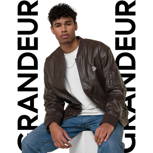 GRANDEUR® Men's Leather Bomber Jacket