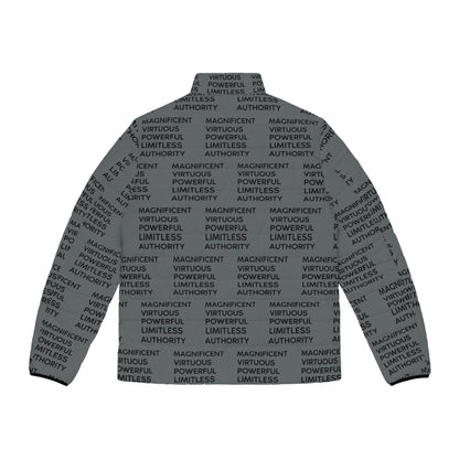 GRANDEUR® X PHILOSOPHY Men's Puffer Jacket (AOP) GREY & BLACK