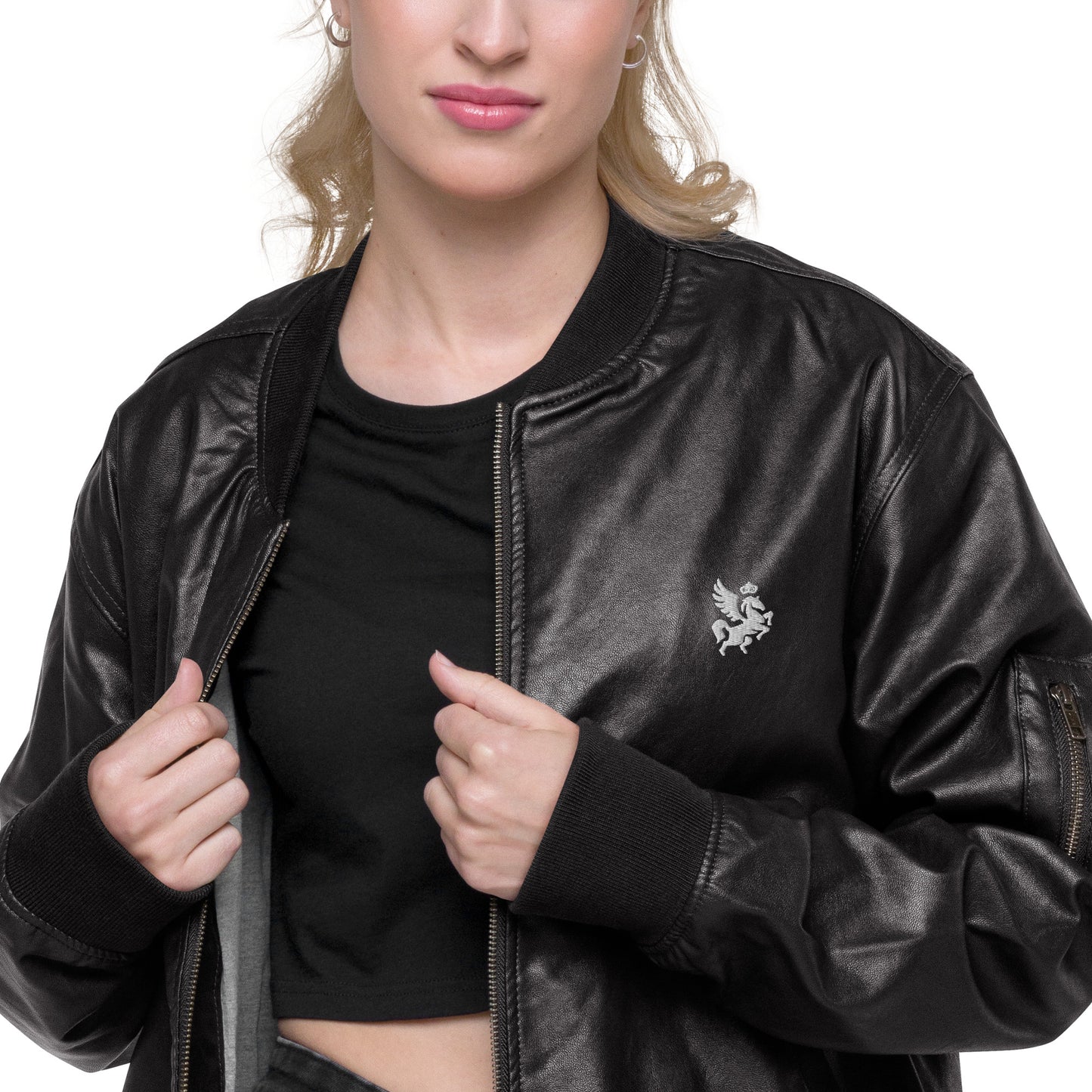 GRANDEUR® Women's Leather Bomber Jacket